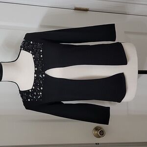 Dana Buchman Size S Black Cardigan w/ Bead & Stud Details, Exc. Used Cond.